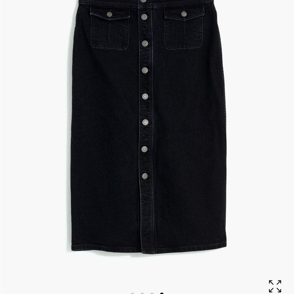 Madewell Black Denim Button-Down Skirt. NWT